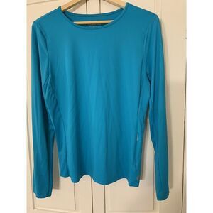 Hang‎ Ten Shirt Adult Medium Blue Long Sleeve Rash Guard Swim Fishing Top